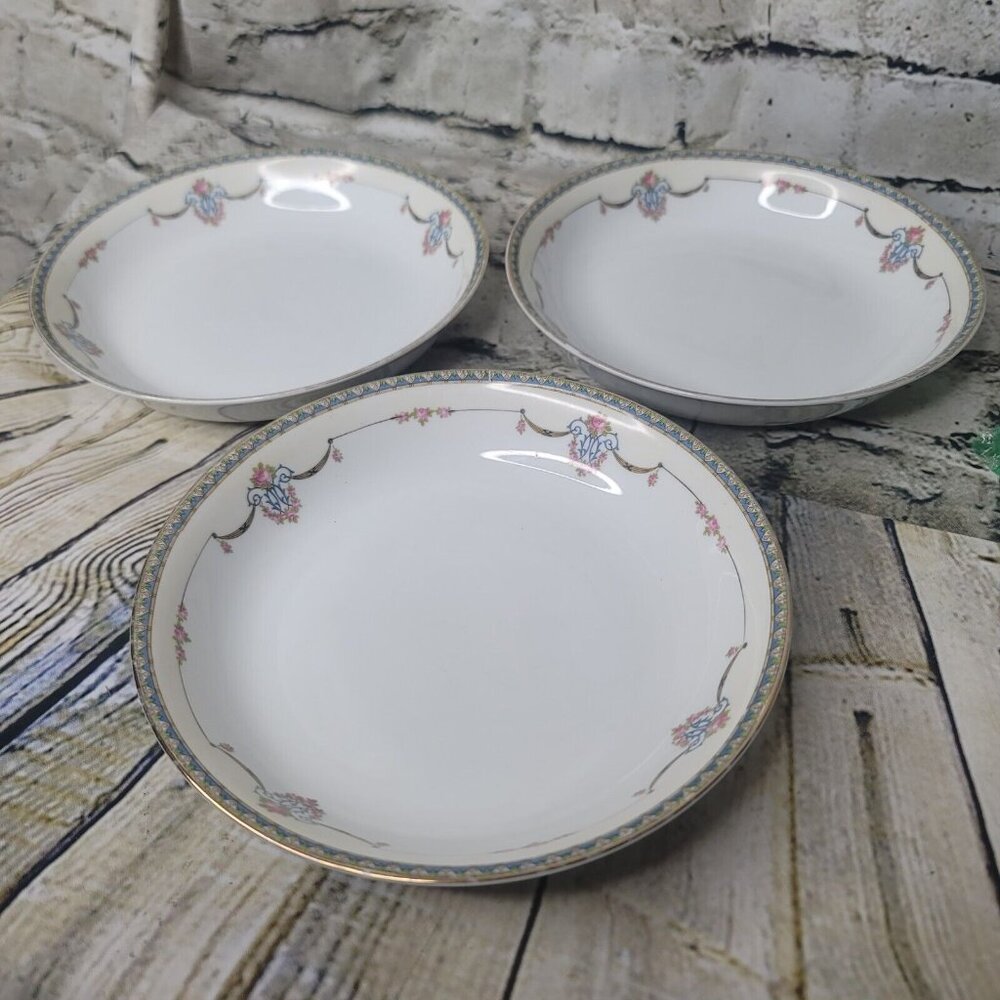 3 Noritake Laureate 7.25 Inch Bowls Gold Morimura Mark
